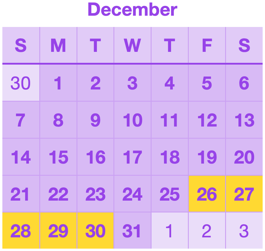 December 26th - 30th, 2025