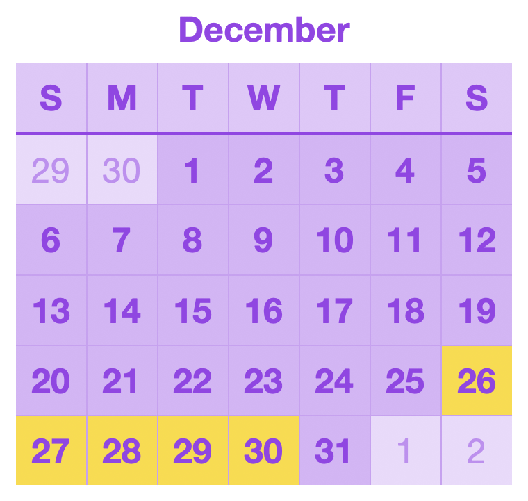 December 26th - 30th, 2025